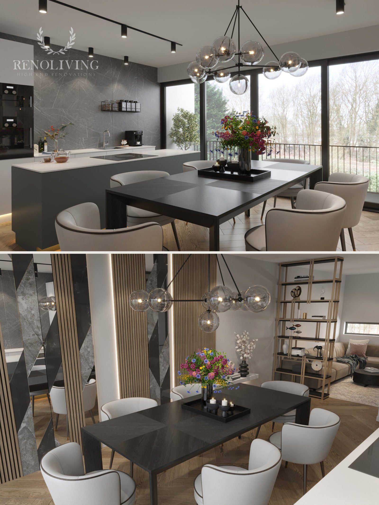 Gecureerd meubilair in een luxe Amsterdamse residentie.