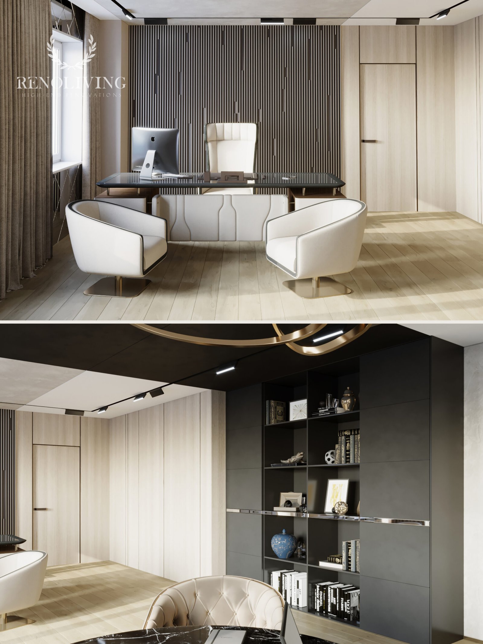 Maatwerk keukenontwerp met hoogglans witte fronten.