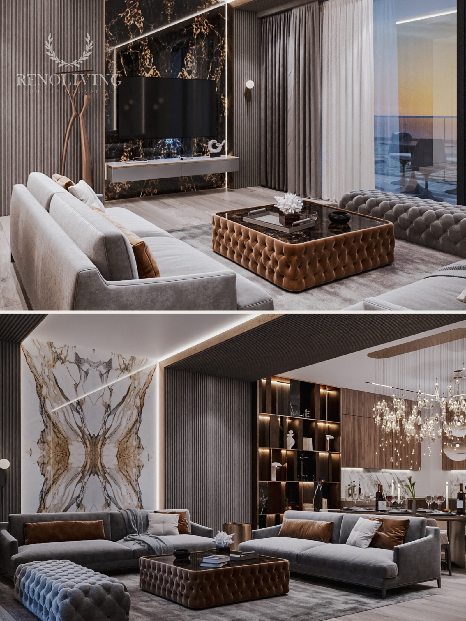 Luxe badkamerrenovatie met marmeren wandafwerking.