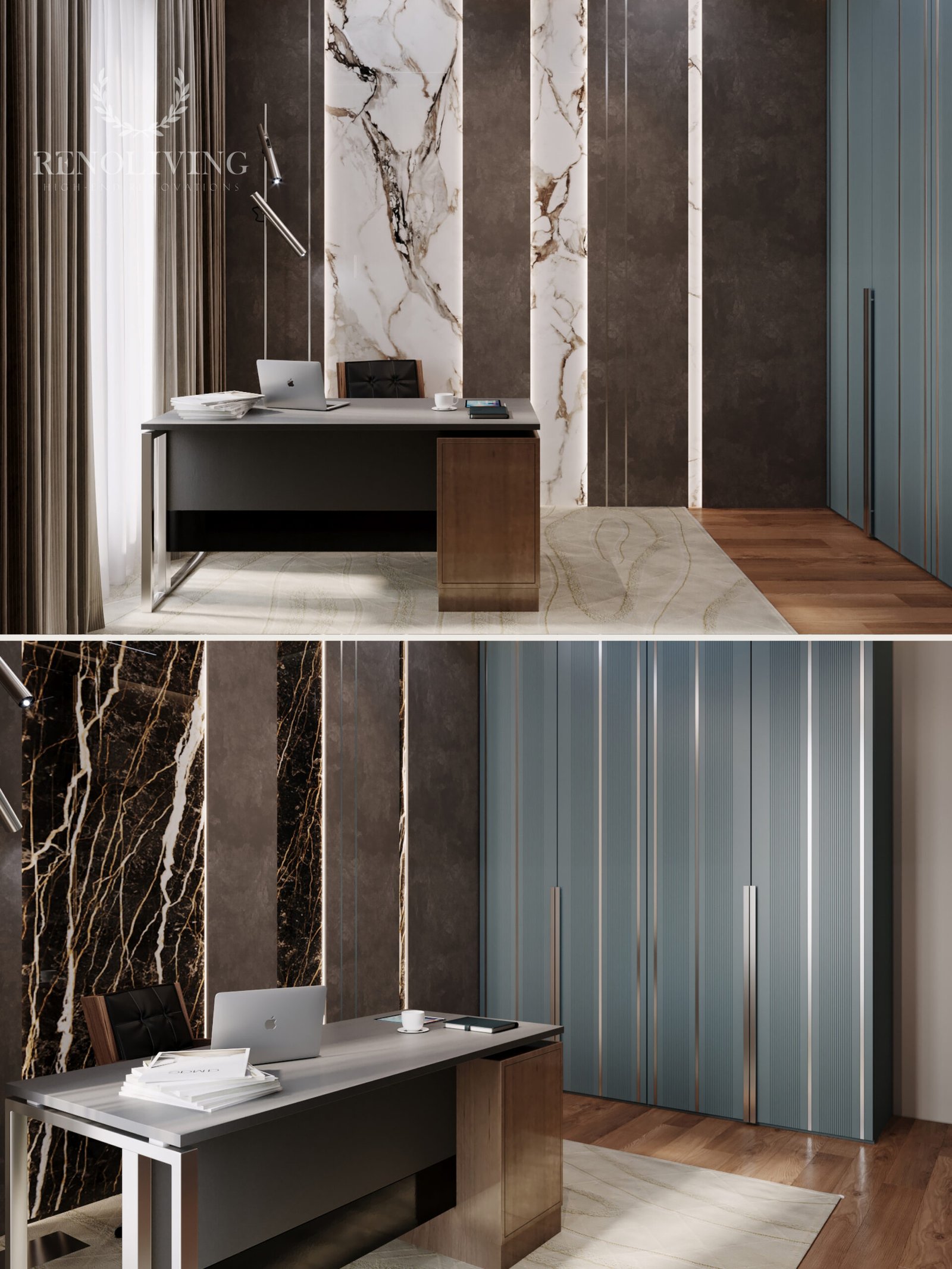 Sfeervolle verlichting in een moderne wellness ruimte.