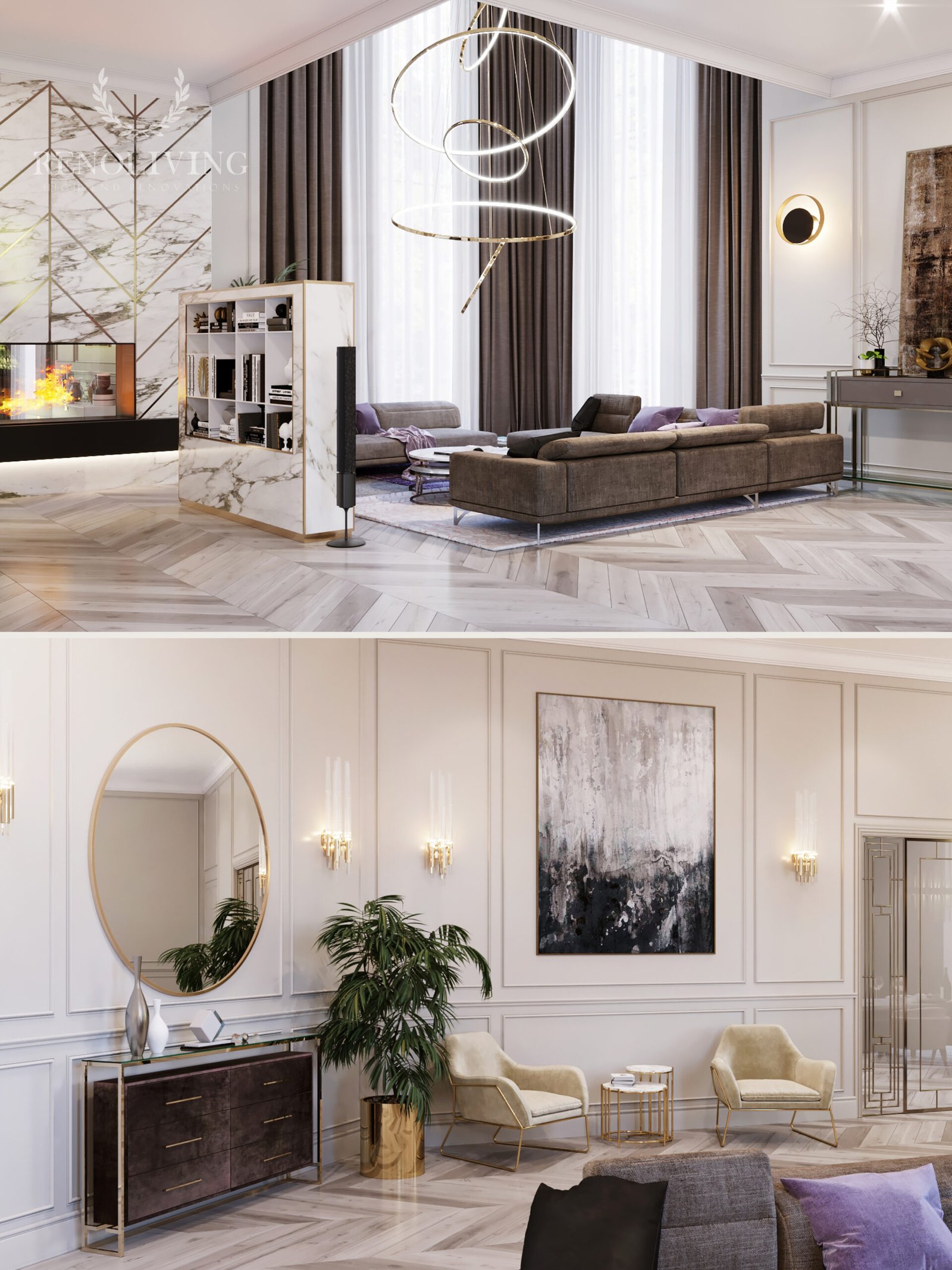 Luxe master bedroom met op maat gemaakte nisverlichting.