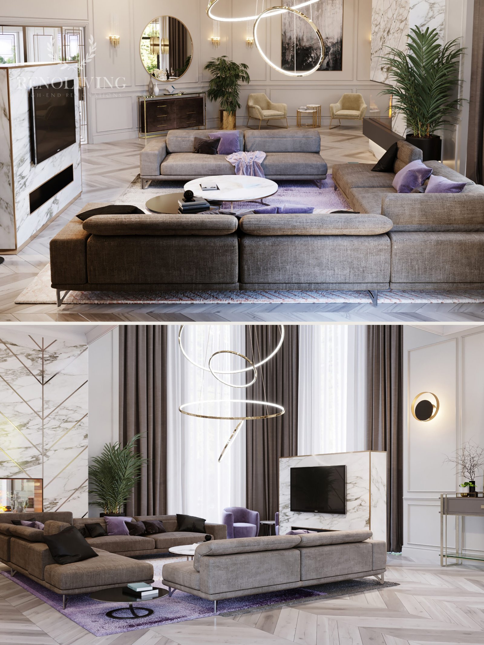 Luxe afwerking van een moderne open keuken.