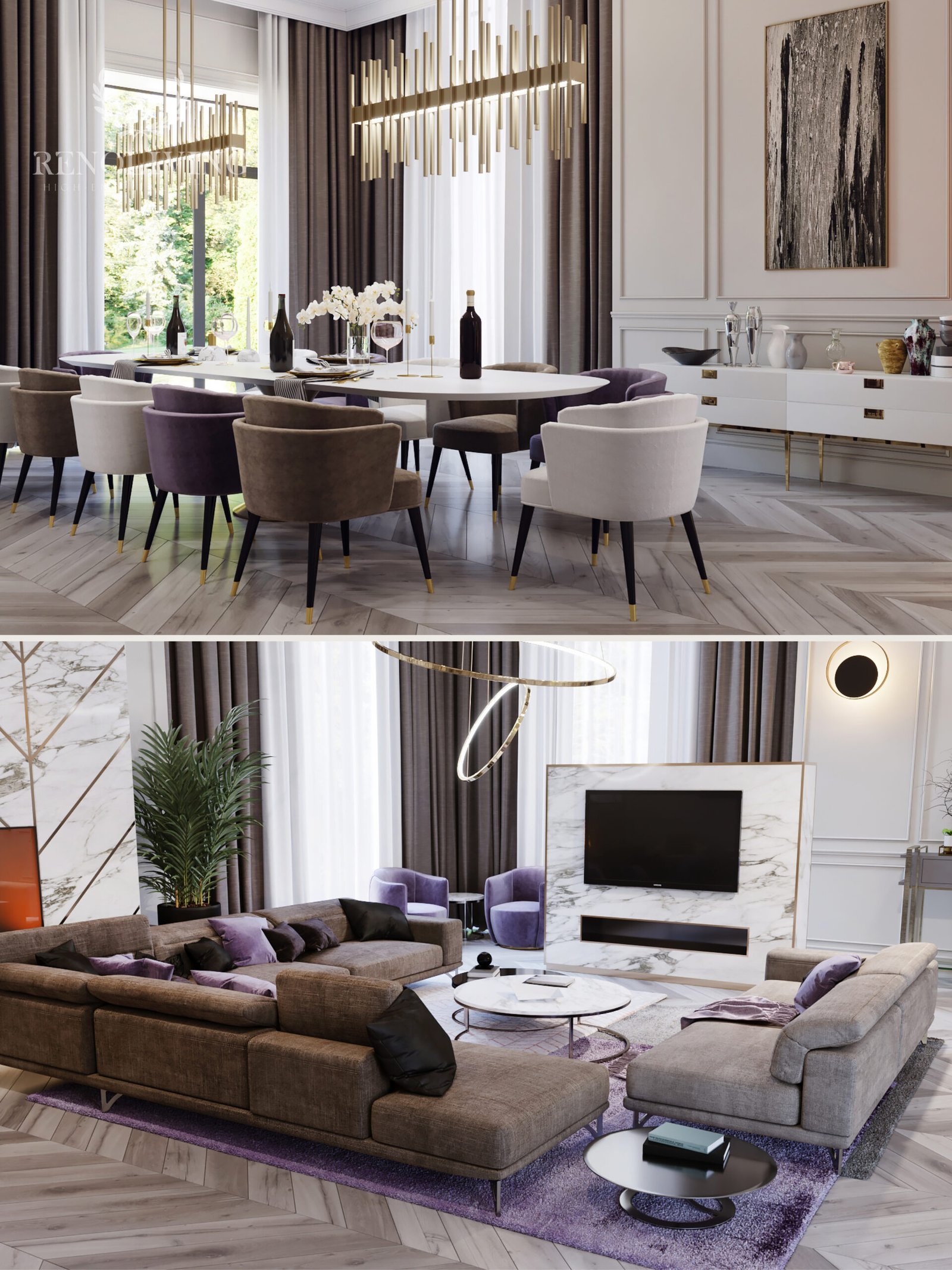 Verfijnd slaapkamerontwerp in zachte aardetinten.