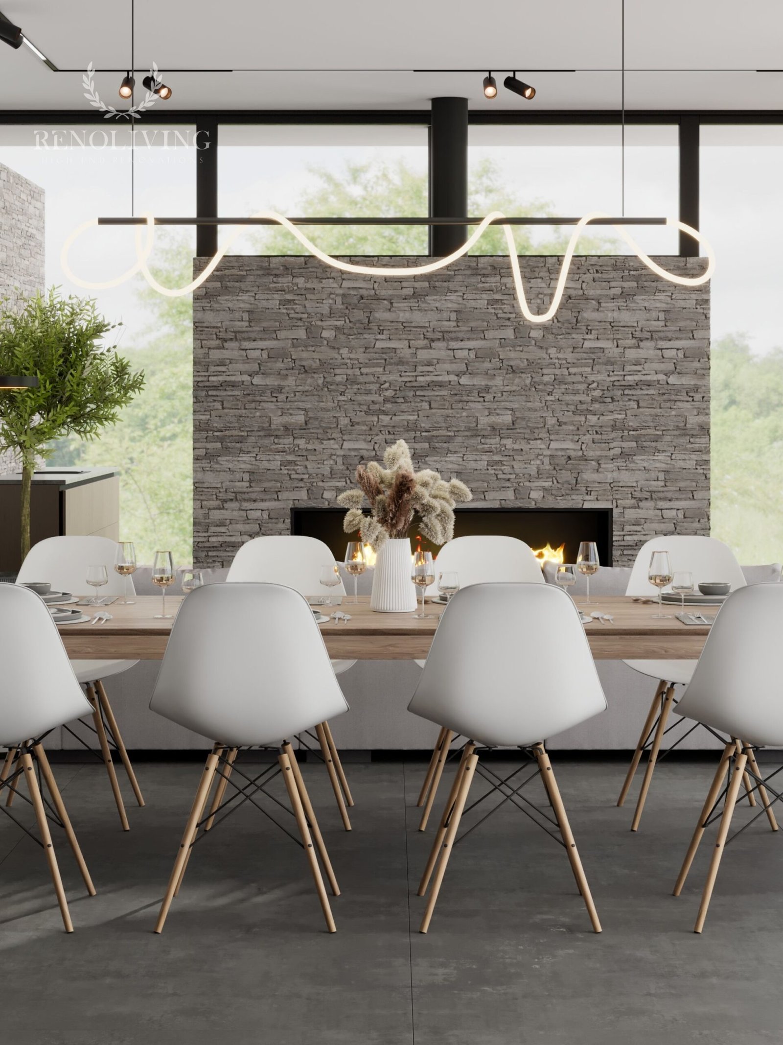 Moderne minimalistische villa met panoramische kozijnen